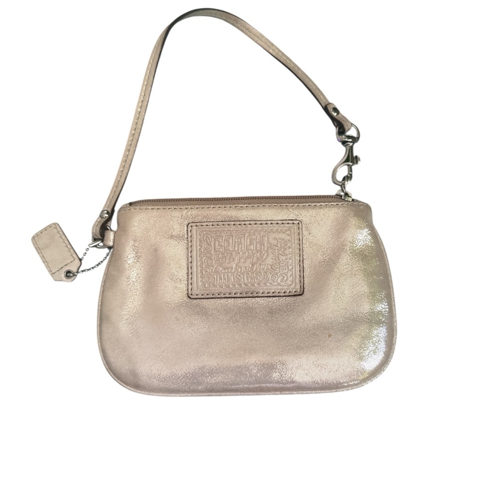 Coach small suede metallic wristlet